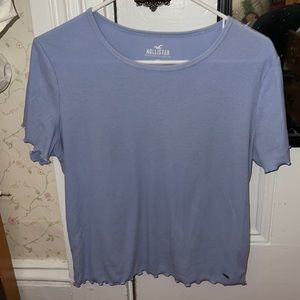 Hollister Blue Lettuce Trim Baby Tee Short Sleeve Top